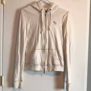 ABERCROMBIE AND FITCH women’s distressed zip up Hoodie